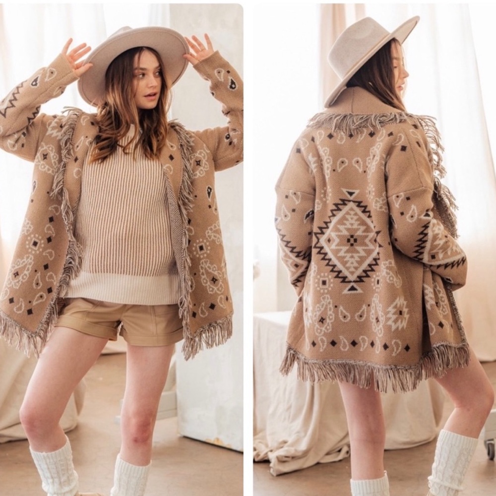 #72 CLOSEOUT SALE! New!! Aztec Tribal Boho Western Ski Montana Cardigan Sweater